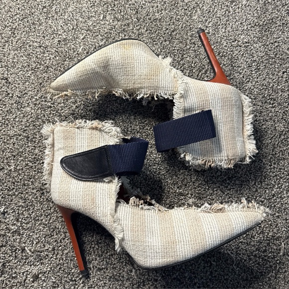 Acne Studios Linen Cloth Biege Heels Size 37 Made in Italy - Picture 1 of 8
